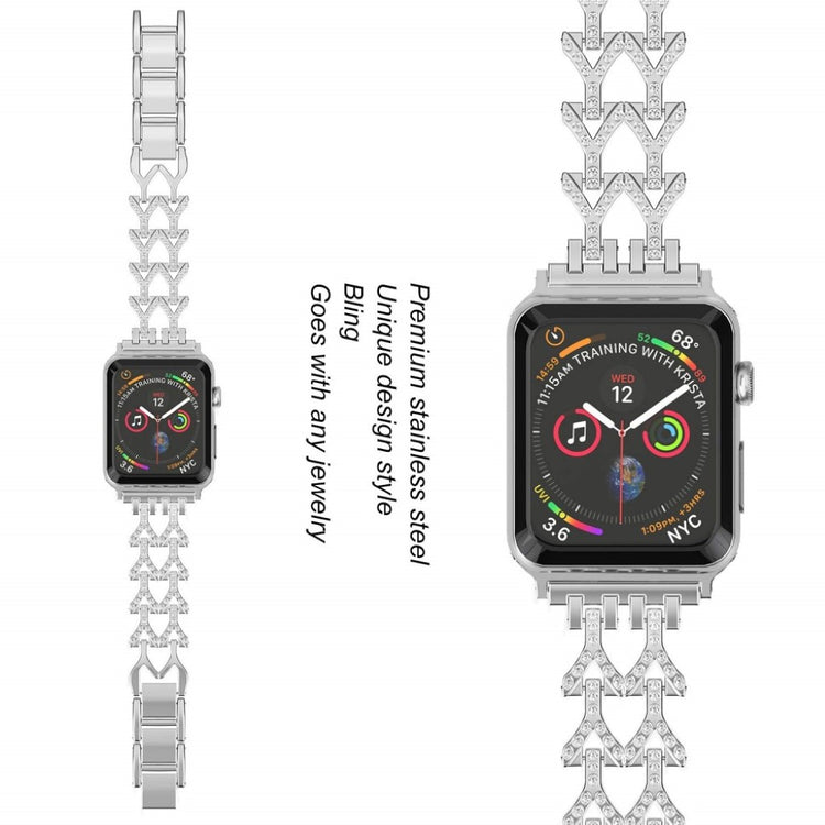 Godt Apple Watch Series 5 40mm Metal og Rhinsten Rem - Sølv#serie_3