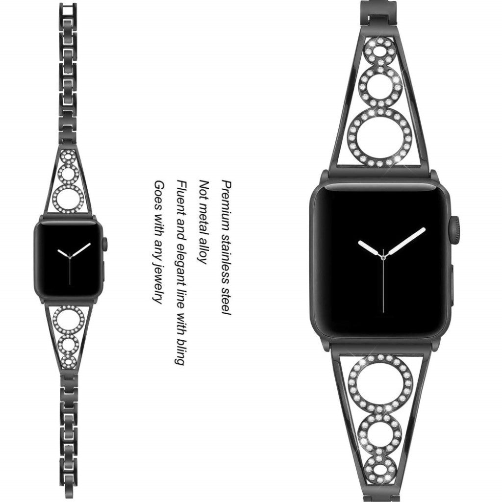 Pænt Apple Watch Series 5 40mm Metal og Rhinsten Rem - Sort#serie_2