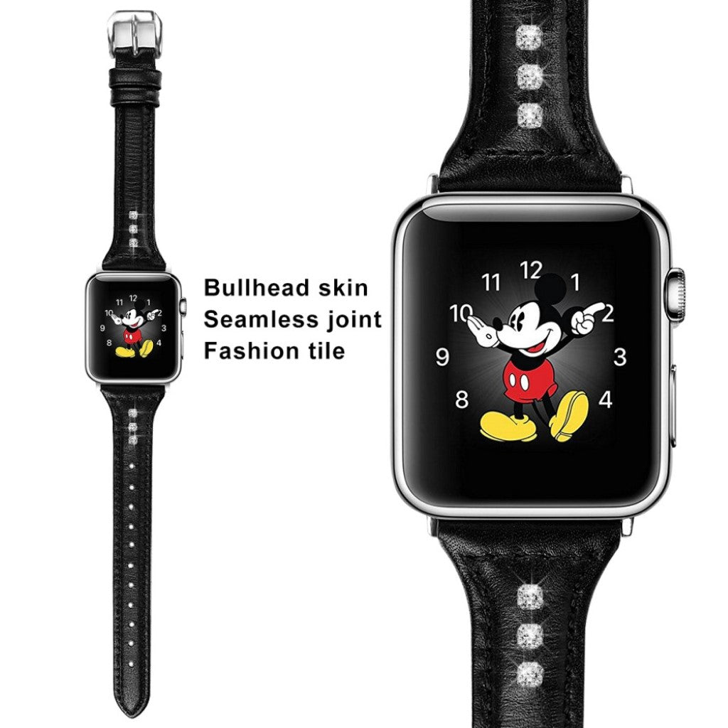 Fed Apple Watch Series 4 40mm Ægte læder og Silikone Rem - Sort#serie_1