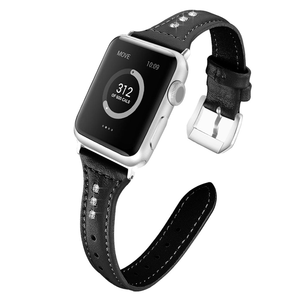 Fed Apple Watch Series 4 40mm Ægte læder og Silikone Rem - Sort#serie_1
