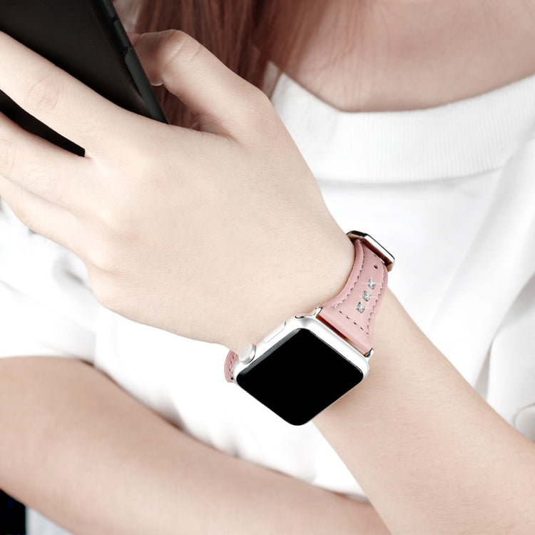 Fed Apple Watch Series 4 40mm Ægte læder og Silikone Rem - Pink#serie_2
