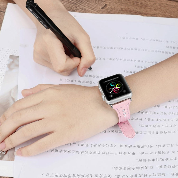 Fed Apple Watch Series 4 40mm Ægte læder og Silikone Rem - Pink#serie_2