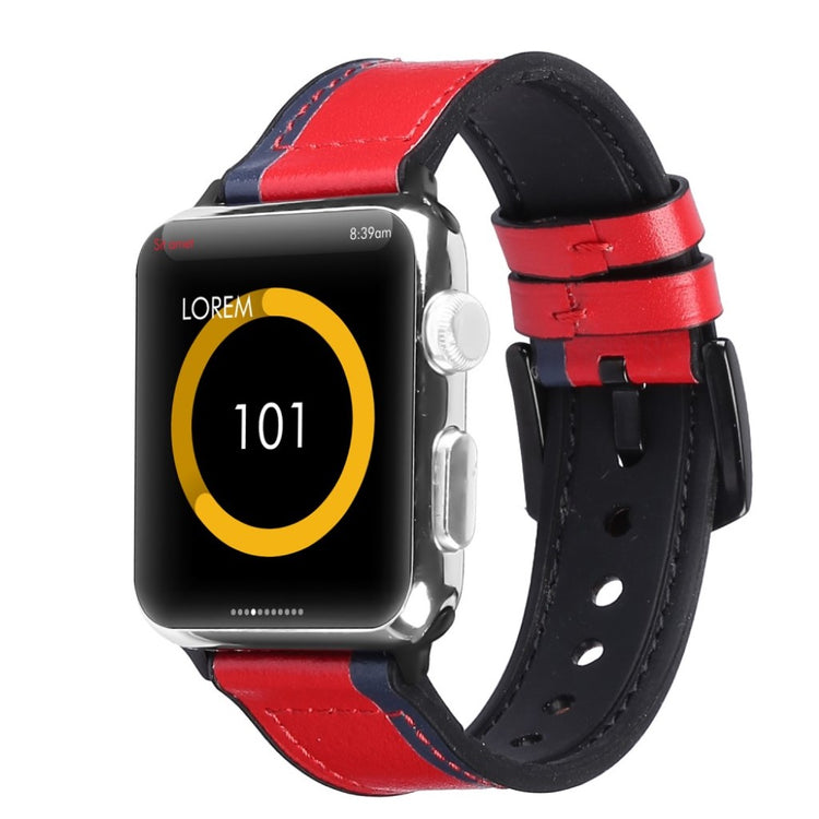 Cool Apple Watch Series 5 40mm Ægte læder og Silikone Rem - Rød#serie_3