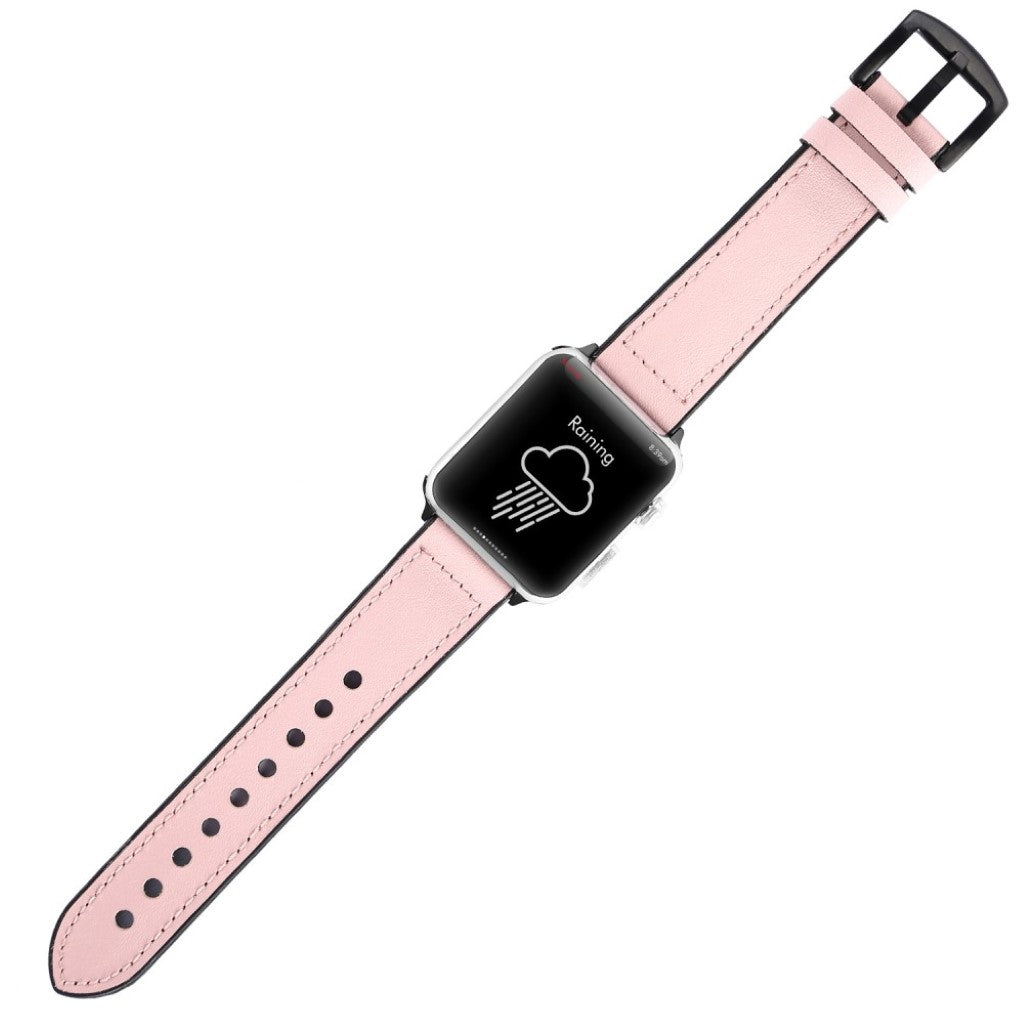 Cool Apple Watch Series 5 40mm Ægte læder og Silikone Rem - Pink#serie_4