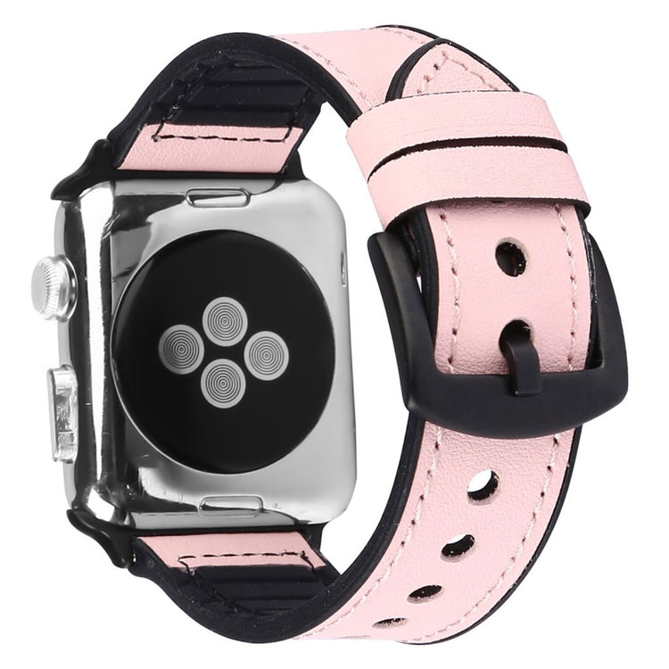 Cool Apple Watch Series 5 40mm Ægte læder og Silikone Rem - Pink#serie_4
