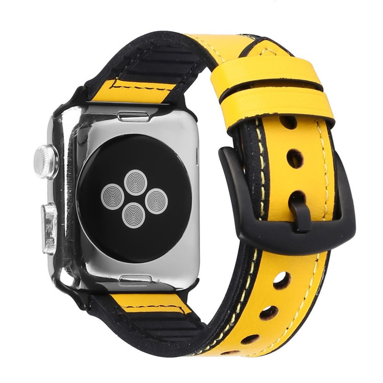 Cool Apple Watch Series 5 40mm Ægte læder og Silikone Rem - Gul#serie_5
