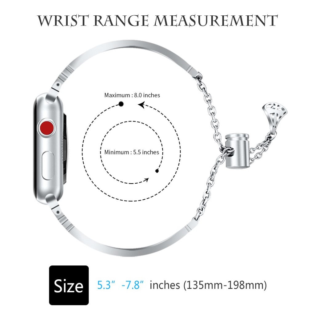 Smuk Apple Watch Series 5 40mm Metal og Rhinsten Rem - Sort#serie_015
