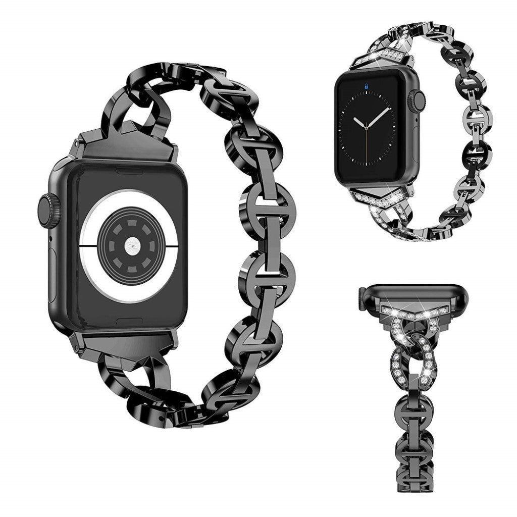 Vildt godt Apple Watch Series 5 40mm Metal og Rhinsten Rem - Sort#serie_1