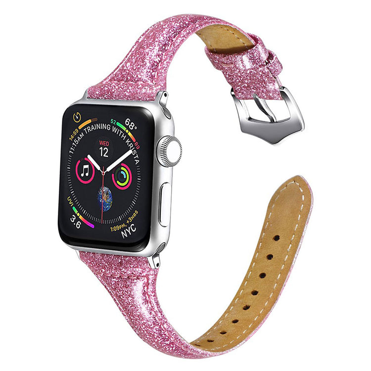Rigtigt fint Apple Watch Series 5 40mm Ægte læder Rem - Pink#serie_1