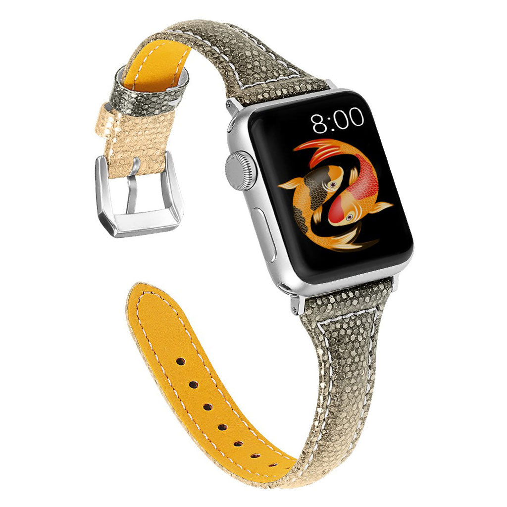 Fantastisk Apple Watch Series 5 40mm Ægte læder Rem - Guld#serie_2