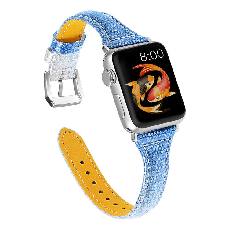 Fantastisk Apple Watch Series 5 40mm Ægte læder Rem - Blå#serie_5