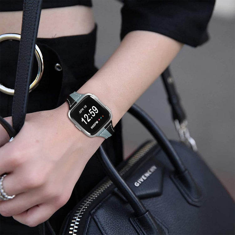 Holdbart Apple Watch Series 5 40mm Ægte læder Rem - Sort#serie_1