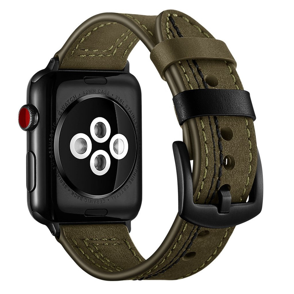 Mega godt Apple Watch Series 5 40mm Ægte læder Rem - Grøn#serie_2