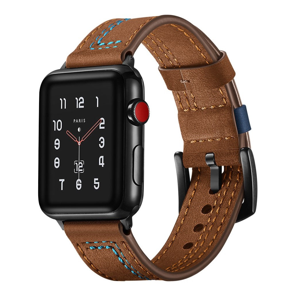 Mega godt Apple Watch Series 5 40mm Ægte læder Rem - Brun#serie_3