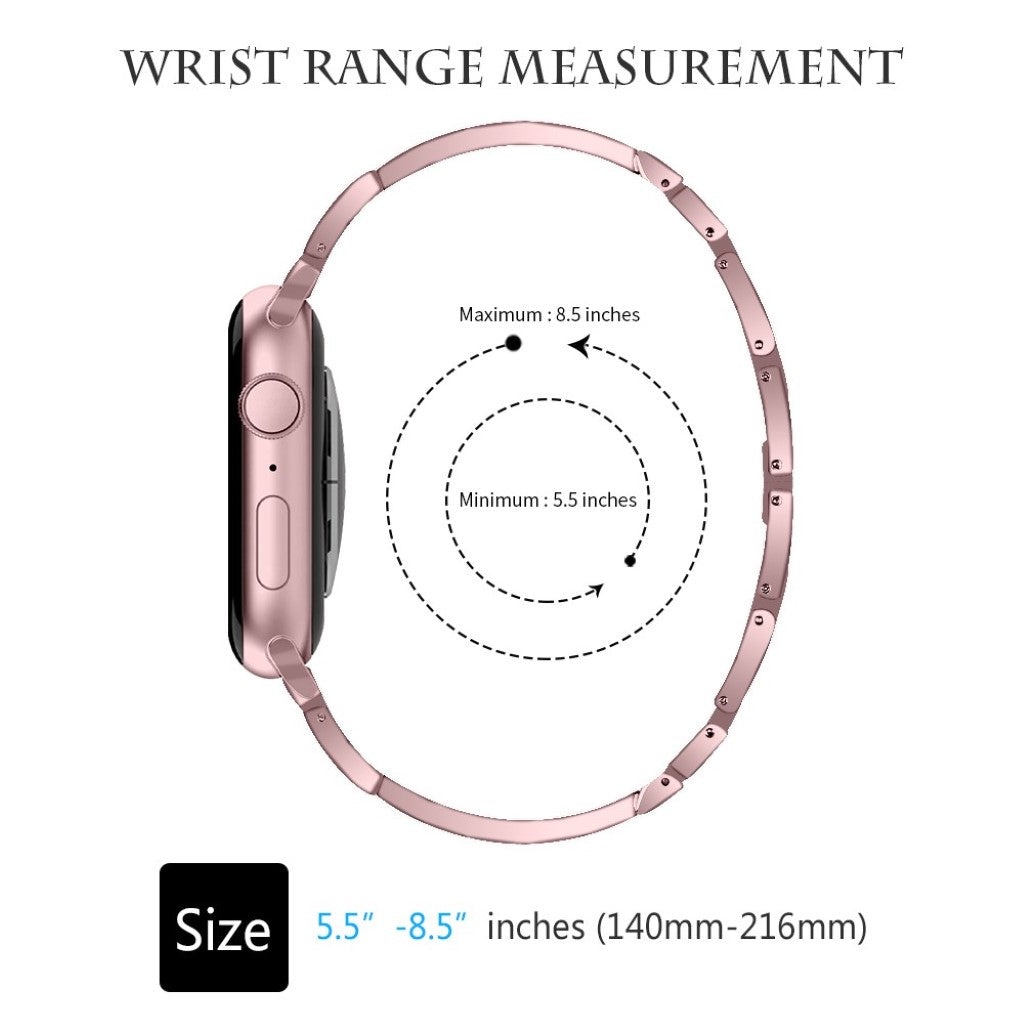 Flot Apple Watch Series 5 40mm Metal og Rhinsten Rem - Pink#serie_4