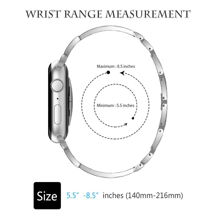 Flot Apple Watch Series 5 40mm Metal og Rhinsten Rem - Sølv#serie_6