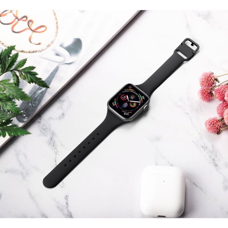 Meget holdbart Apple Watch Series 5 40mm Silikone Rem - Sort#serie_1