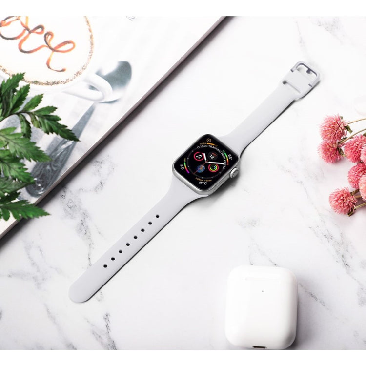 Meget holdbart Apple Watch Series 5 40mm Silikone Rem - Hvid#serie_2