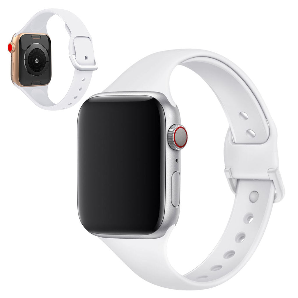 Meget holdbart Apple Watch Series 5 40mm Silikone Rem - Hvid#serie_2