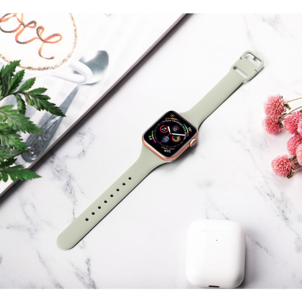 Meget holdbart Apple Watch Series 5 40mm Silikone Rem - Sølv#serie_3