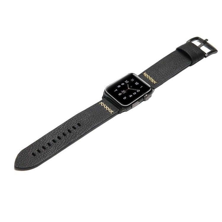 Meget elegant Apple Watch Series 5 40mm Ægte læder Rem - Sort#serie_2