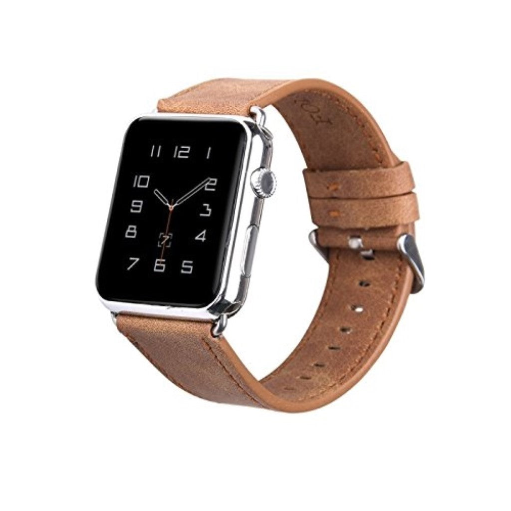 Flot Apple Watch Series 5 40mm Ægte læder Rem - Brun#serie_1