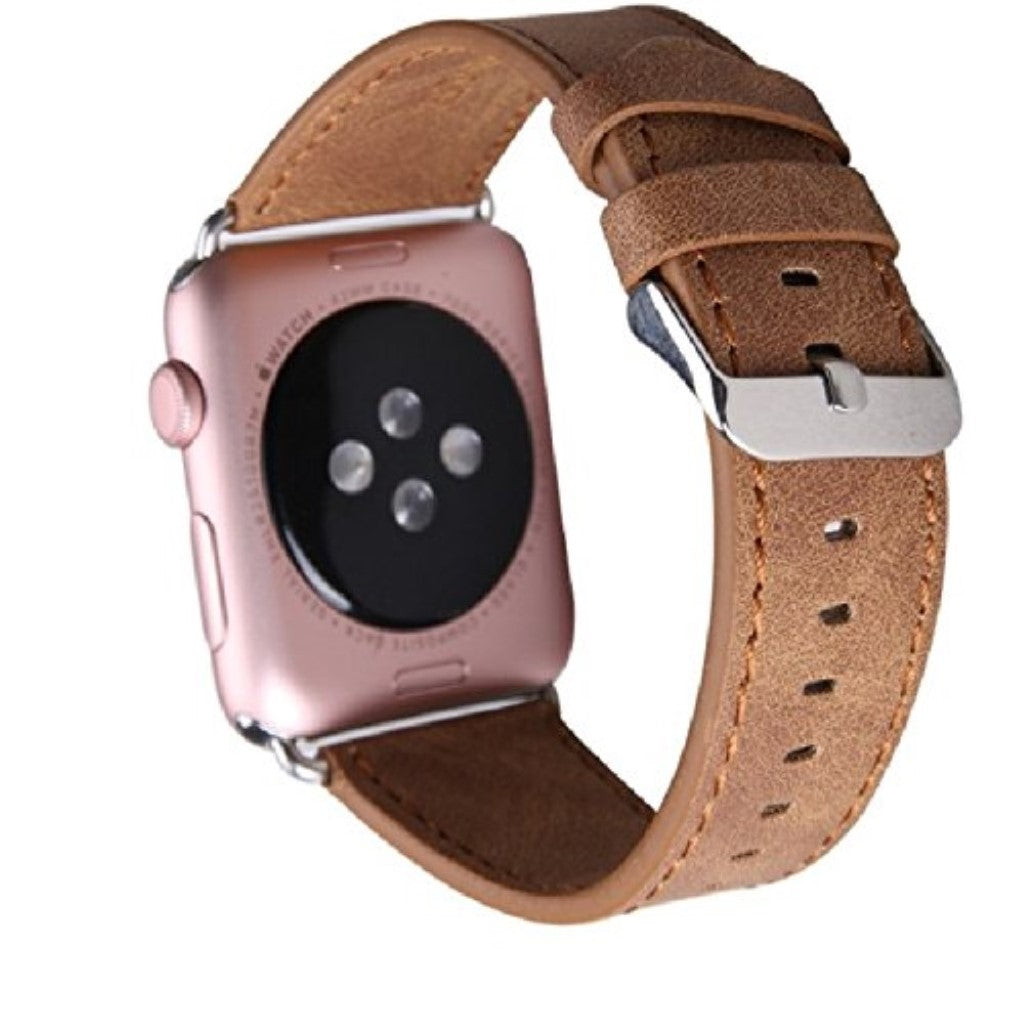 Flot Apple Watch Series 5 40mm Ægte læder Rem - Brun#serie_1