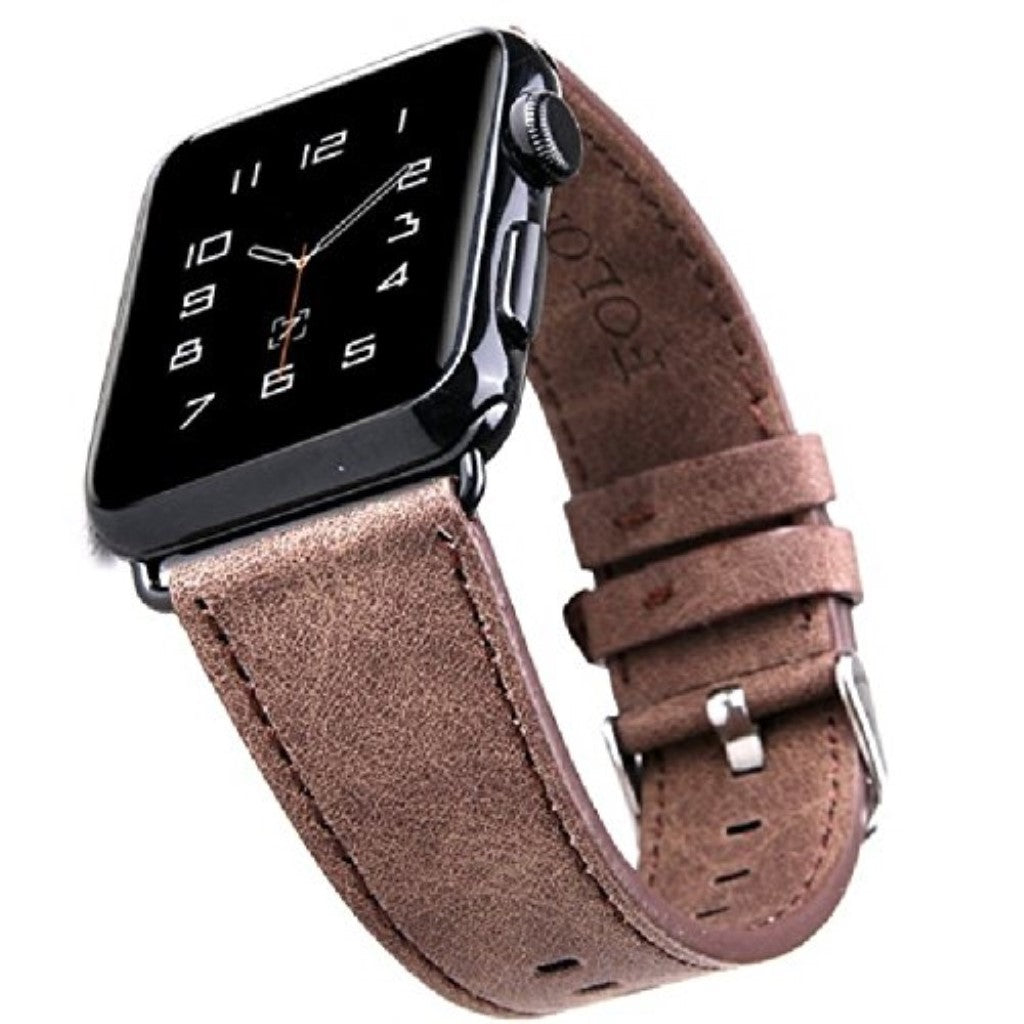 Flot Apple Watch Series 5 40mm Ægte læder Rem - Brun#serie_2