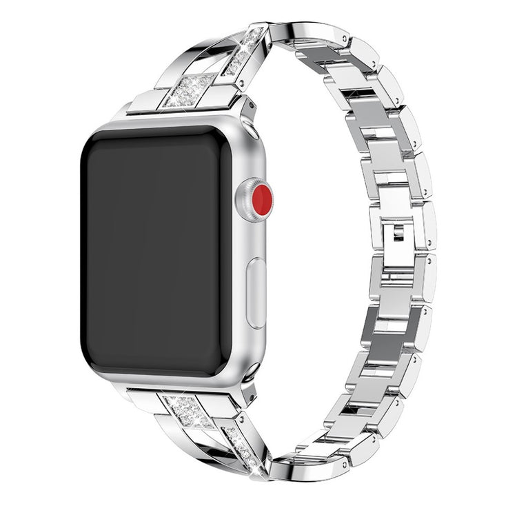 Mega fint Apple Watch Series 5 40mm Metal og Rhinsten Rem - Sølv#serie_1
