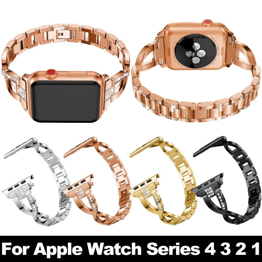 Mega fint Apple Watch Series 5 40mm Metal og Rhinsten Rem - Pink#serie_2