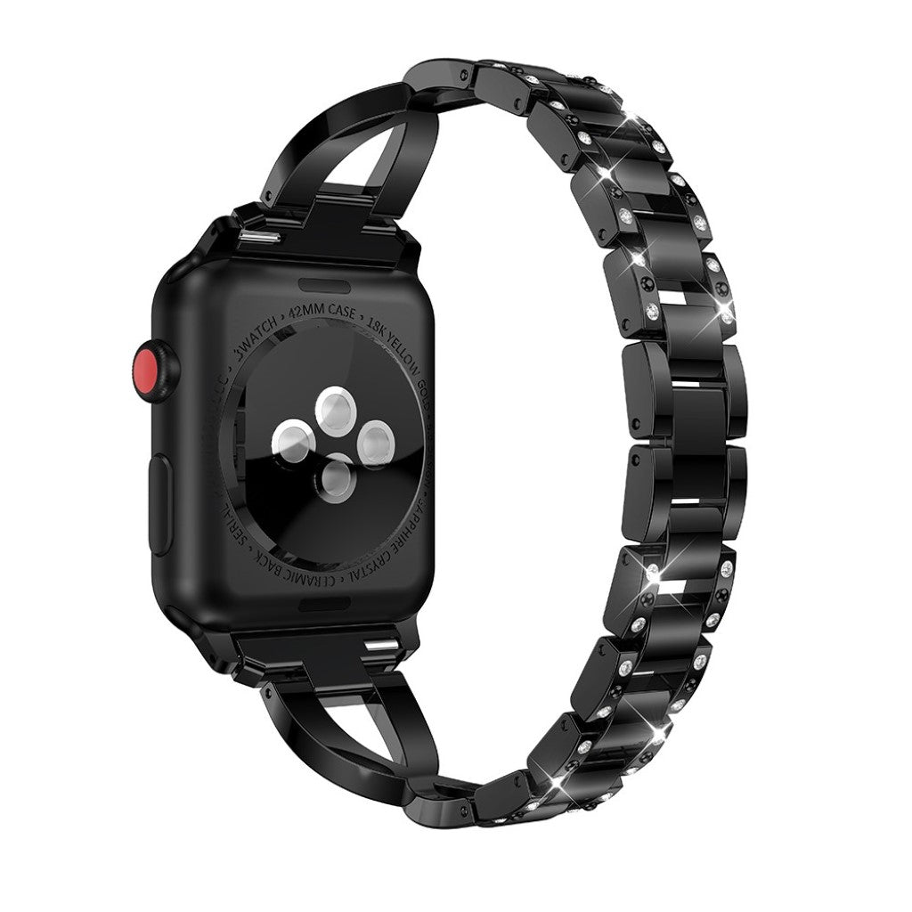 Mega fint Apple Watch Series 5 40mm Metal og Rhinsten Rem - Sort#serie_4