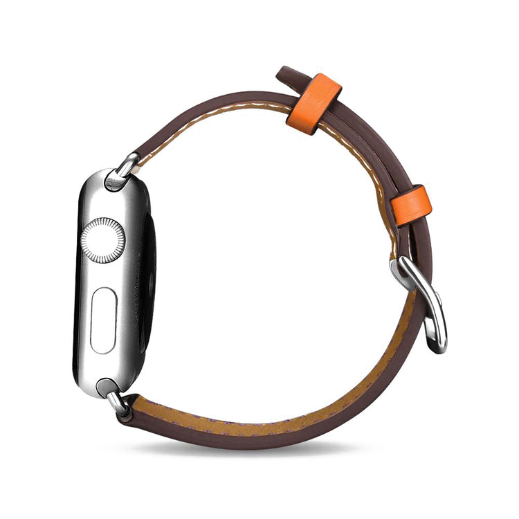 Helt vildt hårdfør Apple Watch Series 5 40mm Ægte læder Rem - Hvid#serie_1