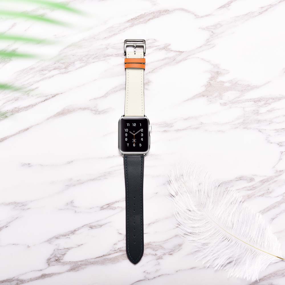 Helt vildt hårdfør Apple Watch Series 5 40mm Ægte læder Rem - Hvid#serie_1