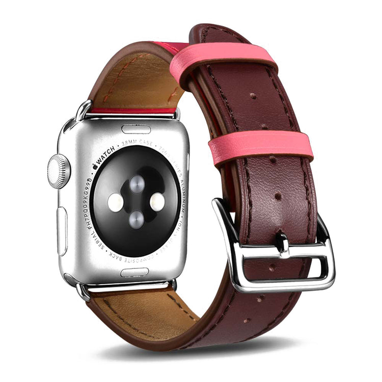 Helt vildt hårdfør Apple Watch Series 5 40mm Ægte læder Rem - Brun#serie_2