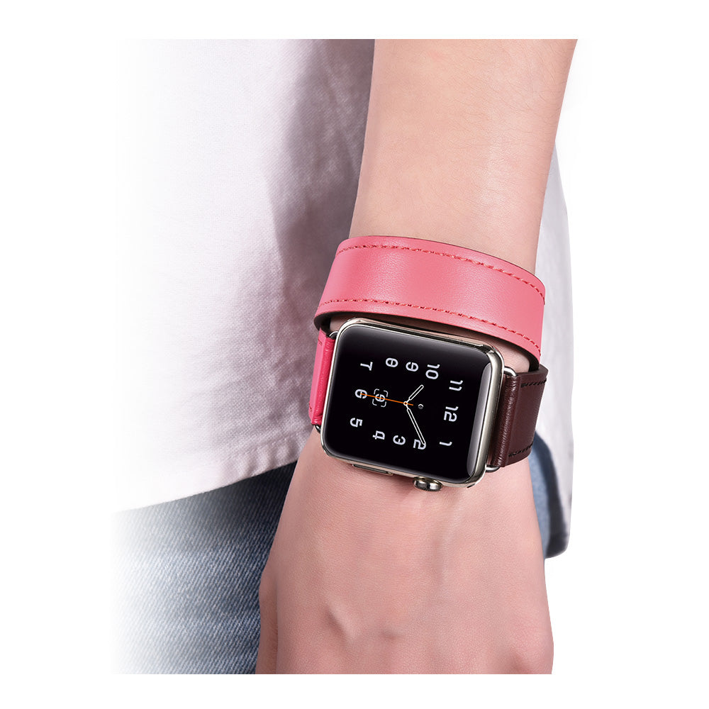 Rigtigt elegant Apple Watch Series 5 40mm Ægte læder Rem - Pink#serie_1