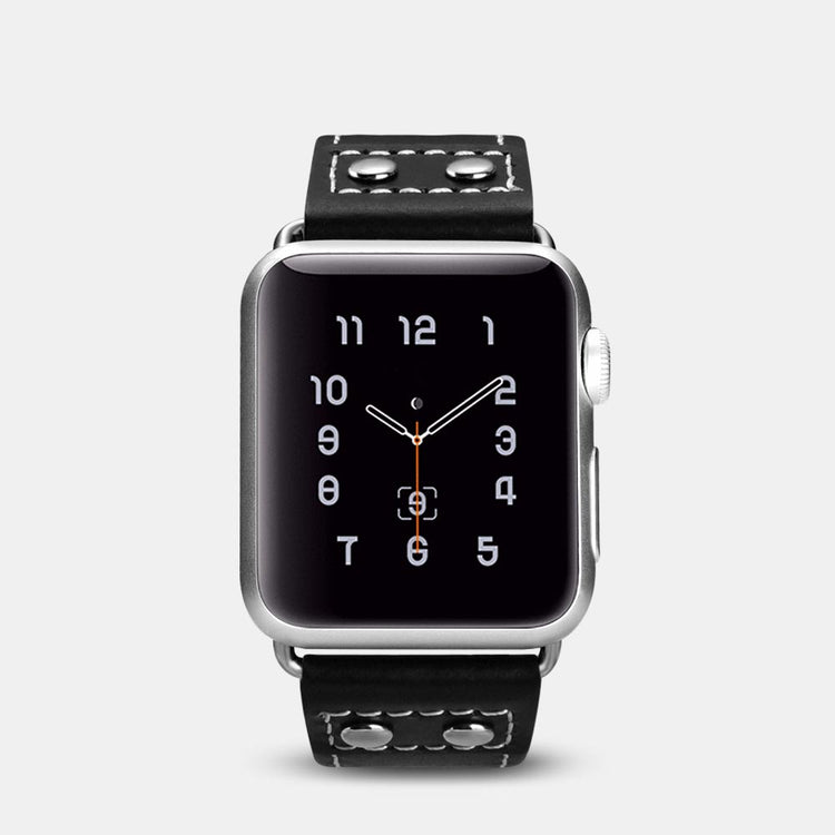 Komfortabel Apple Watch Series 5 40mm Ægte læder Rem - Sort#serie_1