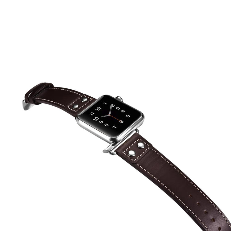 Komfortabel Apple Watch Series 5 40mm Ægte læder Rem - Brun#serie_2
