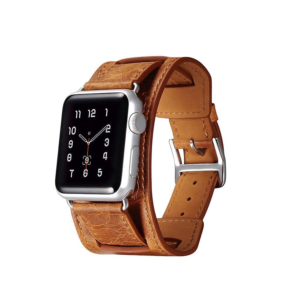 Udsøgt Apple Watch Series 5 40mm Ægte læder Rem - Orange#serie_3
