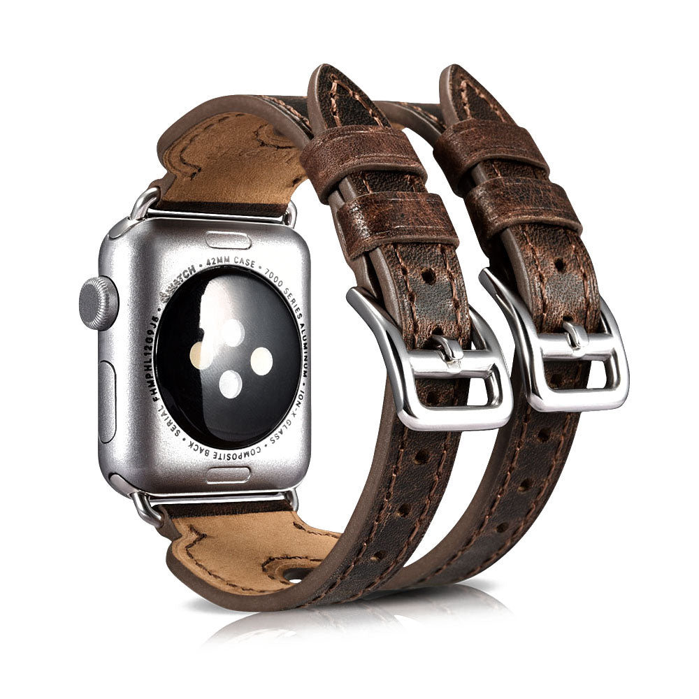 Helt vildt fint Apple Watch Series 5 40mm Ægte læder Rem - Brun#serie_1