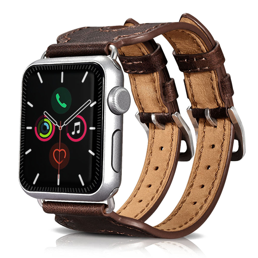 Helt vildt fint Apple Watch Series 5 40mm Ægte læder Rem - Brun#serie_1