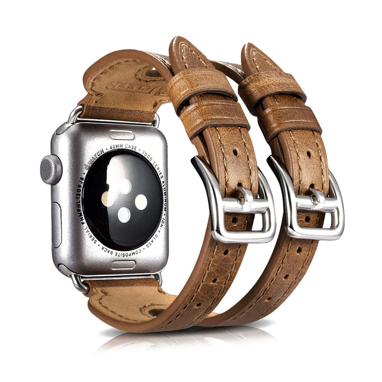 Helt vildt fint Apple Watch Series 5 40mm Ægte læder Rem - Brun#serie_2