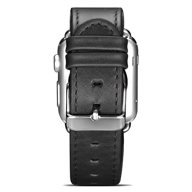 Smuk Apple Watch Series 5 40mm Ægte læder Rem - Sort#serie_1