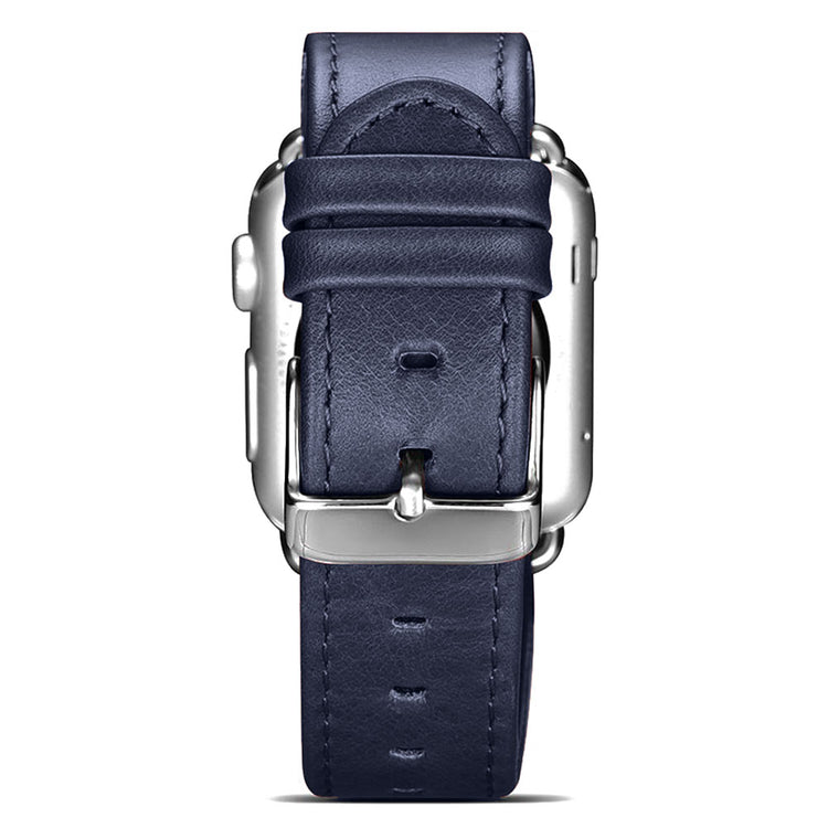 Smuk Apple Watch Series 5 40mm Ægte læder Rem - Blå#serie_3