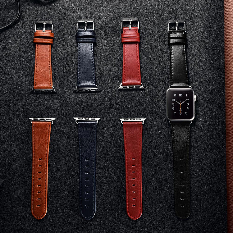 Smuk Apple Watch Series 5 40mm Ægte læder Rem - Rød#serie_4