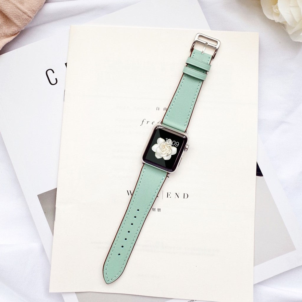 Meget sejt Apple Watch Series 5 40mm Ægte læder Rem - Grøn#serie_2