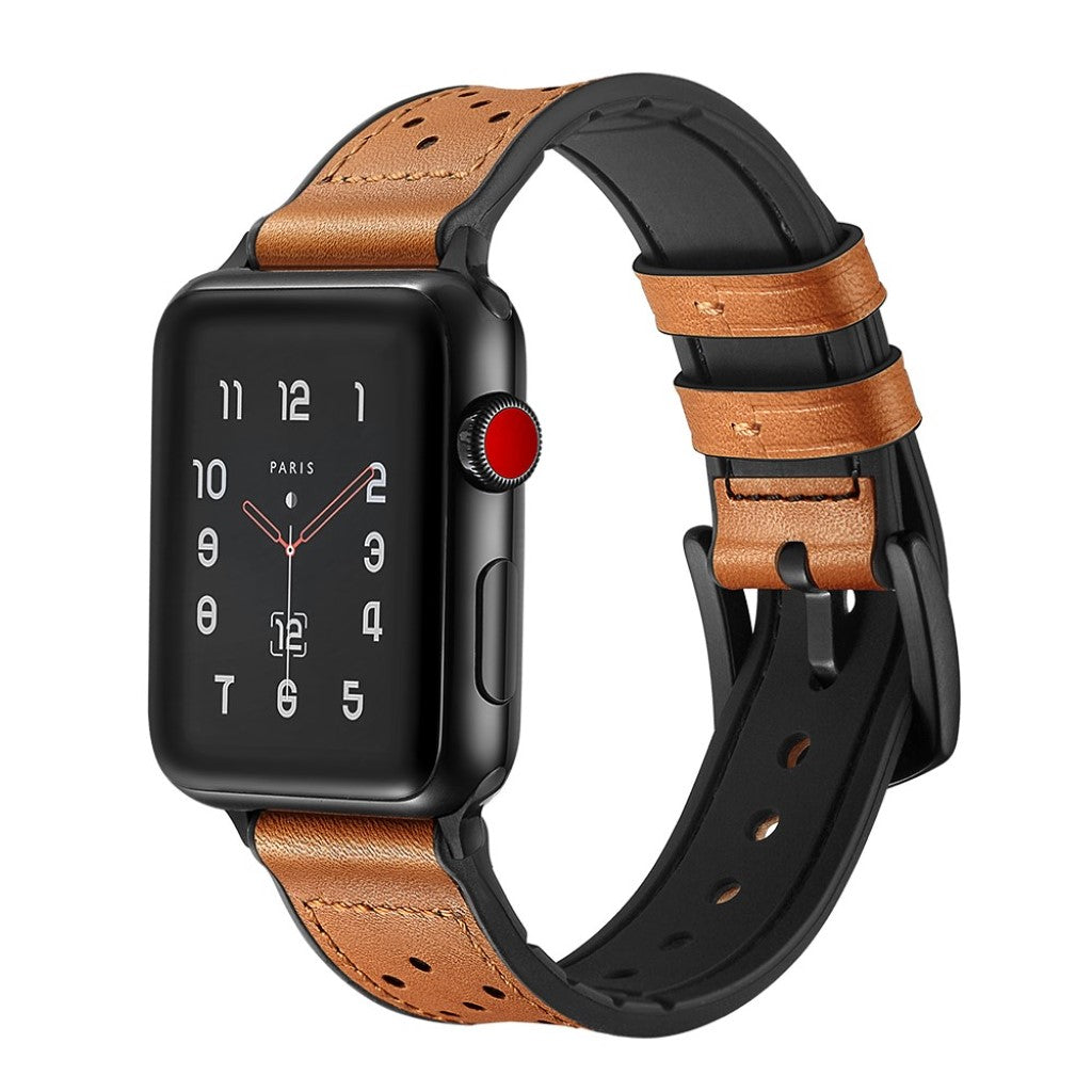  Apple Watch Series 5 40mm / Apple Watch 40mm Ægte læder Rem - Brun#serie_1