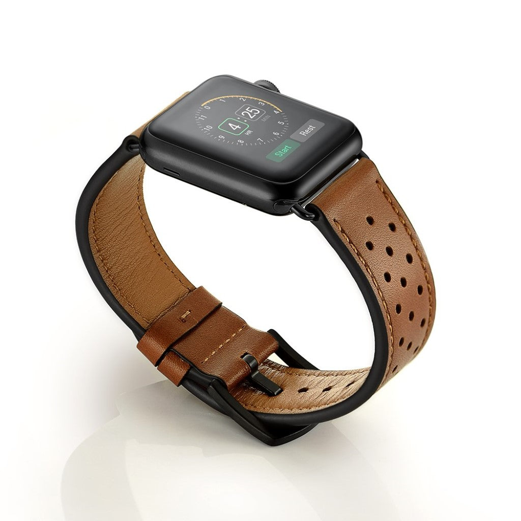  Apple Watch Series 5 40mm / Apple Watch 40mm Ægte læder Rem - Brun#serie_6