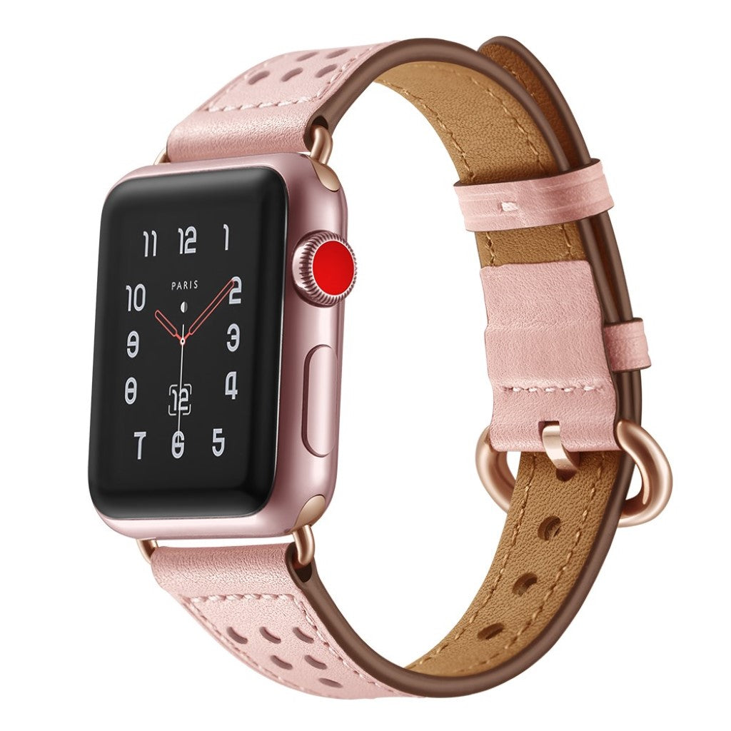  Apple Watch Series 5 40mm / Apple Watch 40mm Ægte læder Rem - Pink#serie_3