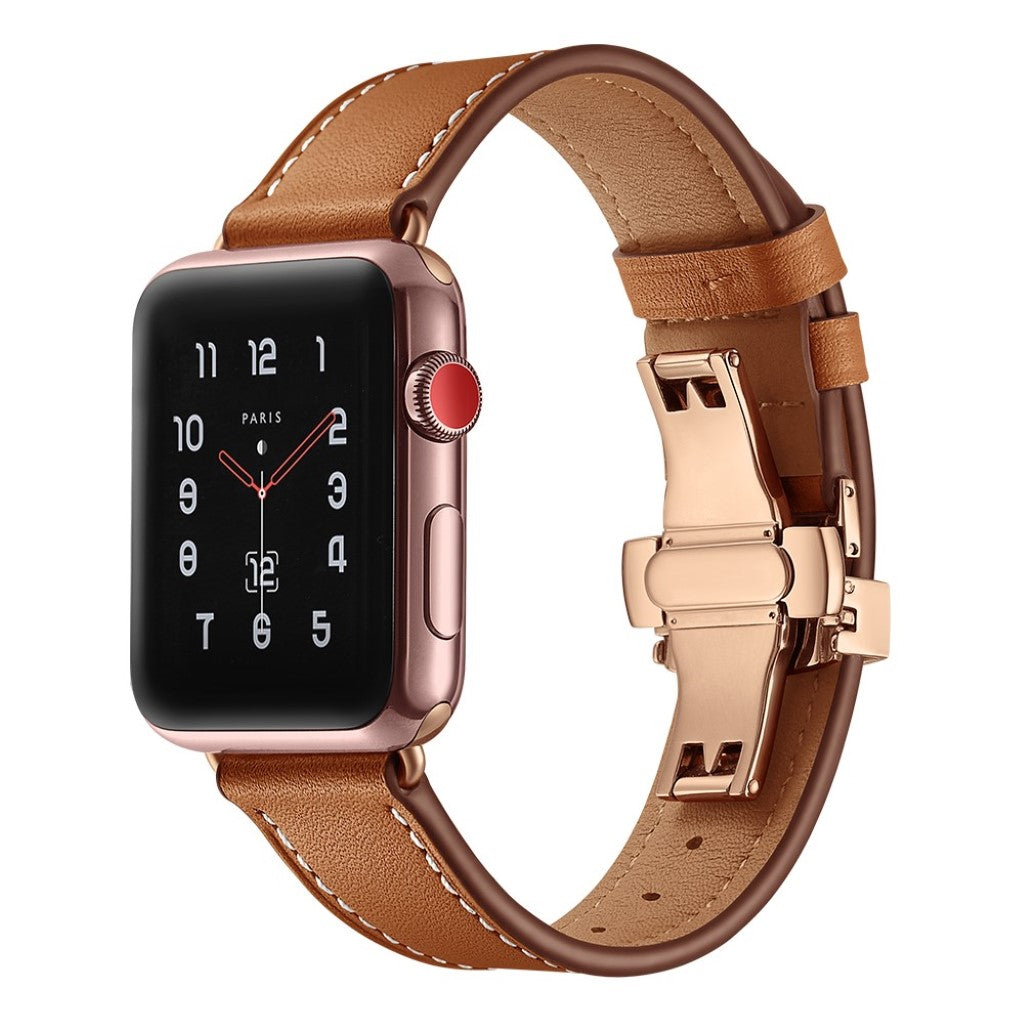  Apple Watch Series 5 40mm / Apple Watch 40mm Ægte læder Rem - Brun#serie_11