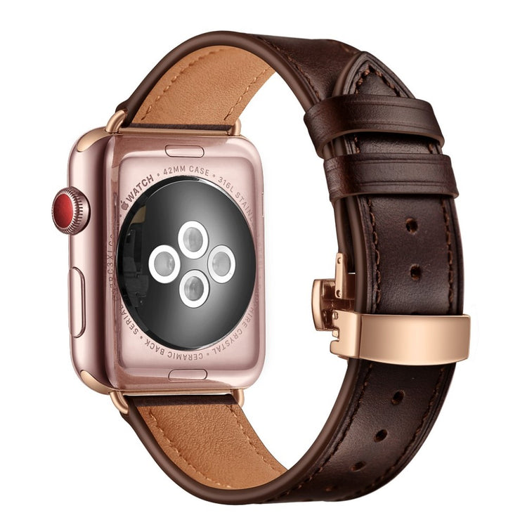  Apple Watch Series 5 40mm / Apple Watch 40mm Ægte læder Rem - Brun#serie_12